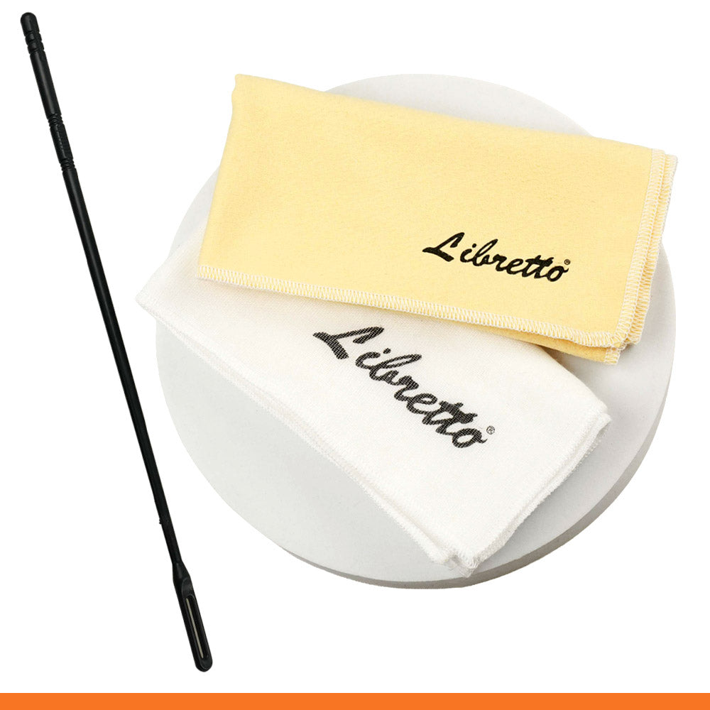 Libretto Flute Cleaning Kit with Silver Polishing Cloth, Cleaning Rod, and Lint-Free Cotton Cloth, 3pcs, AC005-4