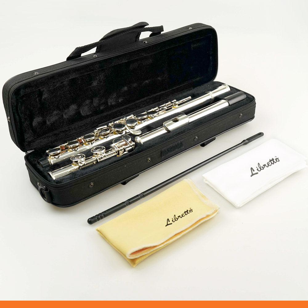 Libretto Flute Cleaning Kit with Silver Polishing Cloth, Cleaning Rod, and Lint-Free Cotton Cloth, 3pcs, AC005-4